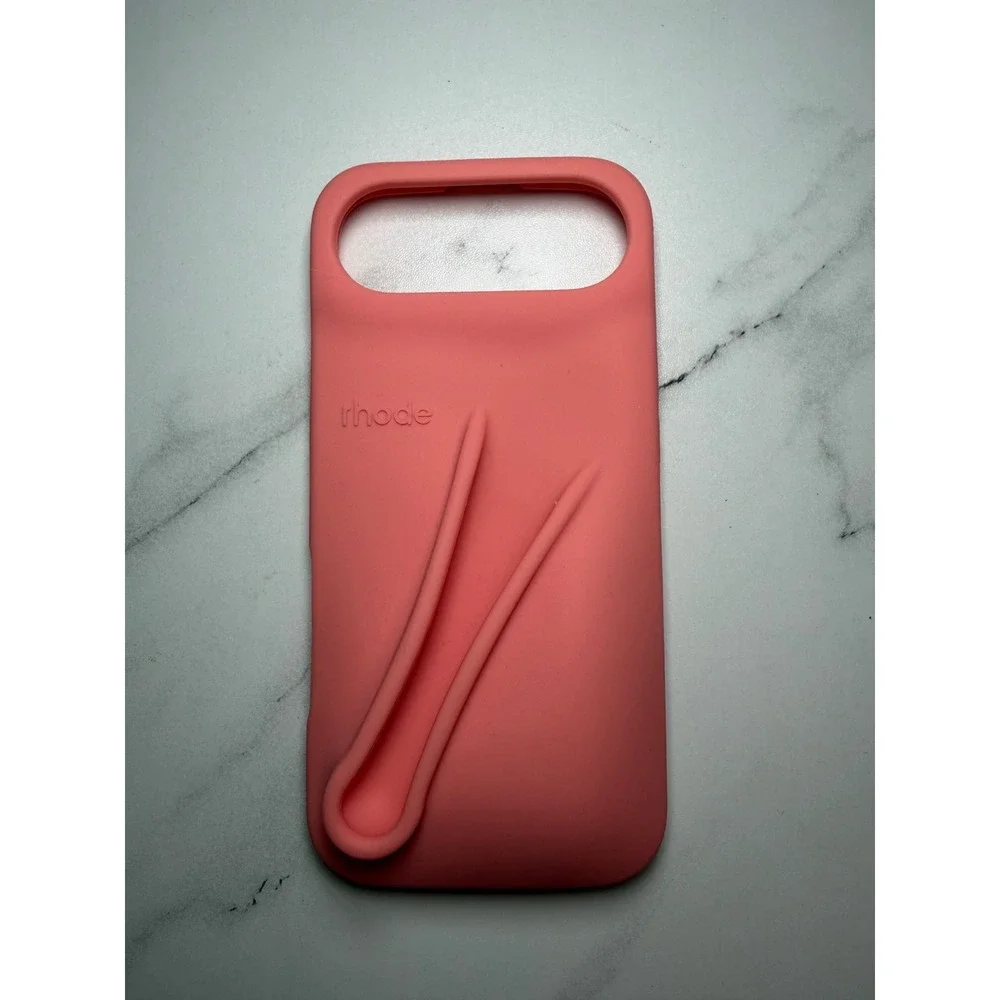 Rhode Lip Case iPhone 15 Pro Max Watermelon Pink Silicone Lip Balm Holder